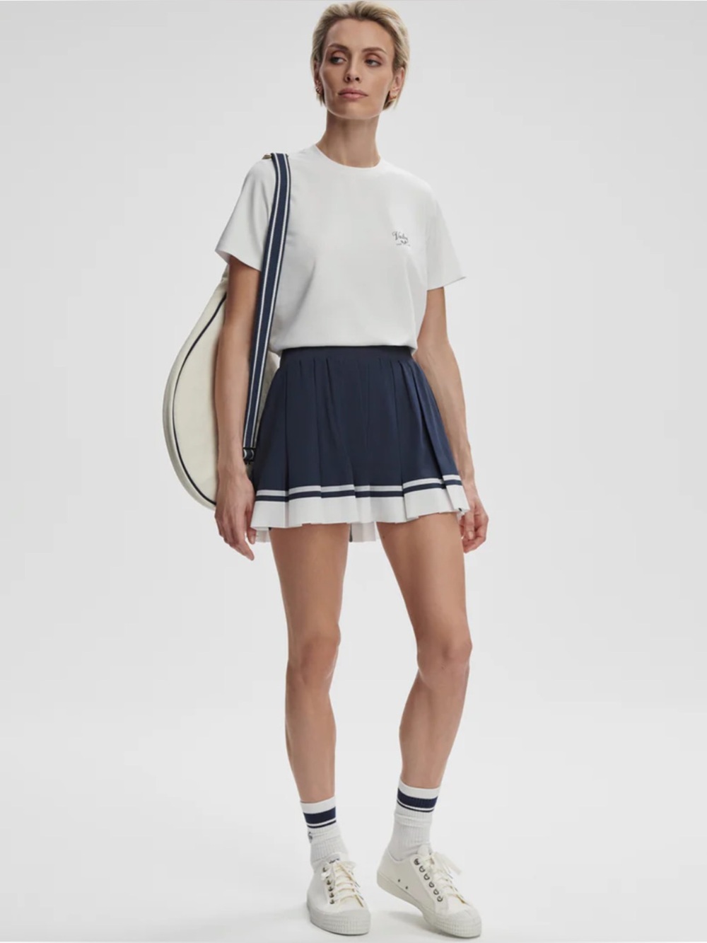 VARLEY | NWT Mariam Mid-Rise Skort 14.5" in Blue Nights/White, Size Medium